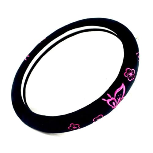 Mayco Bell Automotive Women Embroidery Cute Car Steering Wheel Cover (Pink) - color: Pink Butterfly