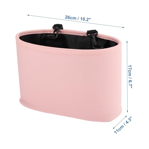 Car Trash Can Portable and Hanging 10.2" Length 4.3" Width 6.7" Height Trash Bin Faux Leather Pink 1 Pcs - color: Pink