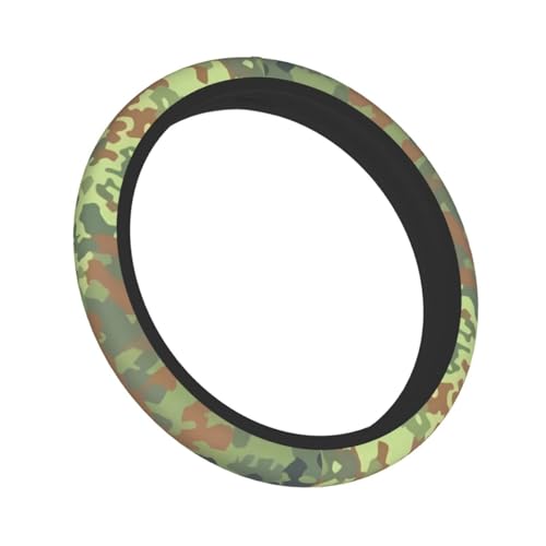 German Bundeswehr Flecktarn Camo Steering Wheel Cover,Warm in Winter and Cool in Summer,15 in Universal Accessory for Diverse Car Fashion Elastic Breathable Silicone Anti-Slip Decor for Men Women - color: German Bundeswehr Flecktarn Camo