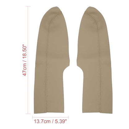 X AUTOHAUX Pair Synthetic Leather Car Front Door Panels Armrest Cover Beige for Honda Civic 2006-2011 Sedan - color: beige