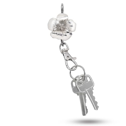 Women’s Bag Charm Key Finder, Car Keychain Hook, Cute Purse Organizer & Tote Bag Accessories, Gifts for Mom - Original - color: Silver Floral