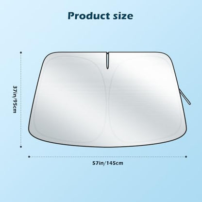 Car Windshield Sun Shade, 300T Thickened Car Window Shades Heat Reflective Interior Cool, Universal Fit for Most Cars SUVs Trucks, Foldable & Portable Design (for Tesla Model 3/Y (57'' × 37'')) - size: Fit for Tesla Model 3/Y (57'' × 37'')