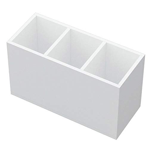 NIUBEE Acrylic Pen Holder 3 Compartments, White Pencil Organizer Cup for Countertop Desk Accessory Storage - color: White, size: 3 Cube