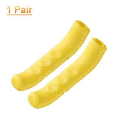 HARFINGTON 1 Pair Bike Brake Lever Cover Silicone Brake Lever Grip Protector Anti-Slip Brake Handle Protection Covers Sleeve for Mountain Road Bike Cycling, Yellow - color: Yellow