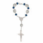 One Decade Car Rosary Navy Blue Glass Prayer Beads with St. Benedict Medal & Crucifix Spiritual Protection Rearview Mirror Accessory Catholic Gift for Travelers - color: Navy Blue
