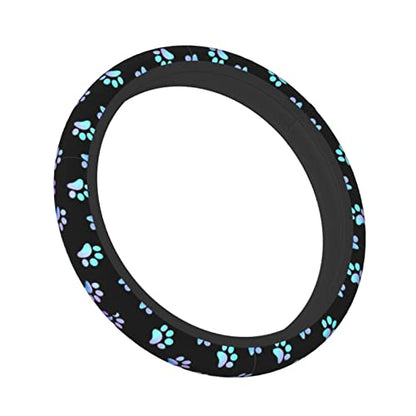 Paw Prints Steering Wheel Cover for Women Men, 15 Inches Purple Galaxy Neoprene Anti-Slip Cute Universal Car Steering Wheel Grip Wrap Car Accessories Protective Case Cover for Vehicle Truck SUV - color: Blue Purple Galaxy Paw Prints