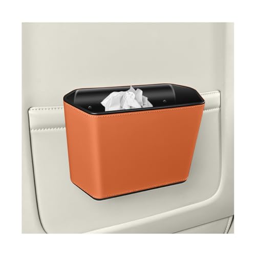 Car Trash Can, Small Waterproof Vehicle Trash Bin Garbage Container for Door Backseat, Multi-Purpose Automotive Interior Trash Bag Storage Organizer, Universal for Most Vehicles (Orange) - color: Orange
