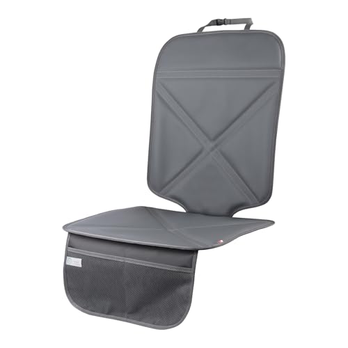 Viaviat Car Seat Protector Leather Waterproof Child Safety Seat Protector Cover with Thick Pad and 2 Large Pockets Durable Kick Mat for All Auto Seat (Deep Gray) - color: Deep Gray