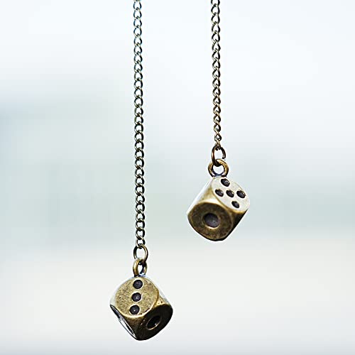 Creative Hanging Dice with Dots Car Metal Pendant Rear View Mirrors Charms Ornament (Brass) - color: Brass