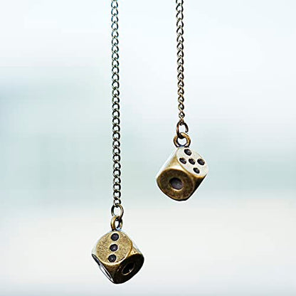 Creative Hanging Dice with Dots Car Metal Pendant Rear View Mirrors Charms Ornament (Brass) - color: Brass