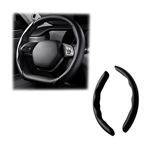 LoyaForba Car Steering Wheel Cover, Universal 15 Inch Leather Segmented Auto Steering Wheel Protector, Anti-Slip and Soft Breathable, Car Interior Accessories for Most Vehicle, SUV, Truck (Black) - color: Black