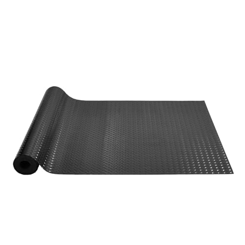 VEVOR Rubber Flooring Roll, 4 x 15 ft SBR Diamond-Plate Rubber Mat, 3mm Thickened, Easy to Clean, Customizable Size, Non-Slip Floor Protector Mat for Under Cars, Garage, Warehouse, Industry Gym, Black - size: 4 x 15 FT