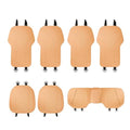 Summer Car Seat Cushion Perforated Breathable Ventilated Non-Slip All-Season Auto Cushion Pad(Khaki,7-Piece Set) - color: Khaki, size: 7-piece set