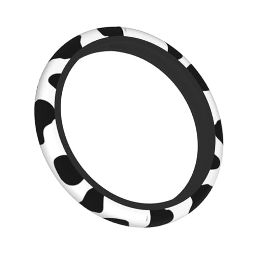 Black and White Cow Pattern Steering Wheel Cover,Warm in Winter and Cool in Summer,15 in Universal Accessory for Diverse Car Fashion Elastic Breathable Silicone Anti-Slip Decor Cover for Men Women - color: Black And White Cow Pattern