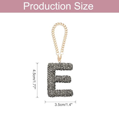 MECCANIXITY Bling Car Letter Charm, Initial E Letter Interior Car Rear View Mirror Decoration Hanging Crystal Ornaments for Women Bags Water Cup DIY Craft, Gray - style: E Letter