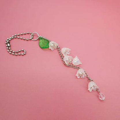 CASONA Flower Car Charm,Lily of the Valley Car Rearview Mirror Hanging Accessory,Rainbow Bellflower Acrylic Leaf Decor,Cute Ornament Gift for Women