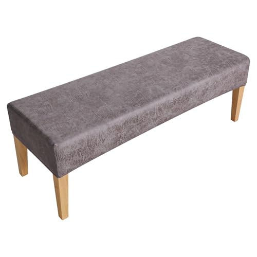 FORCHEER Dining Bench Cover Innovative Imitation Leather Fabric Bench Slipcover for Living Room Washable Ottman Cover Seat Protector for Bedroom, Kitchen(Light Grey) - color: Innovative Imitation Leather Fabric-light Grey