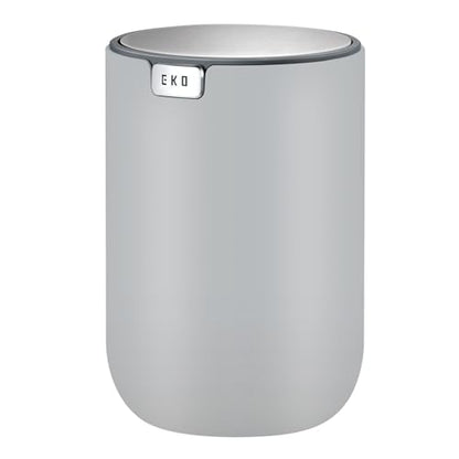 EKO Mini Desk Trash Can with Swing-Top Lid 0.4 Gallon Small Table Round Wastebasket for Office, Home, Car (Grey) - color: Grey, size: Tabletop 1.5 Liters