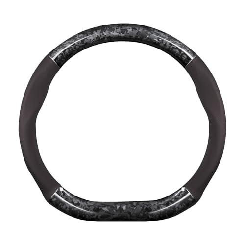 Ergocar Car Steering Wheel Sleeve,D-Type Forging Carbon Fiber and Leather Steering Wheel Sleeve,37-38cm/14.5-15inch,Non-Slip,Soft,Breathable,Modern Sports Style - color: Coffee D -shaped