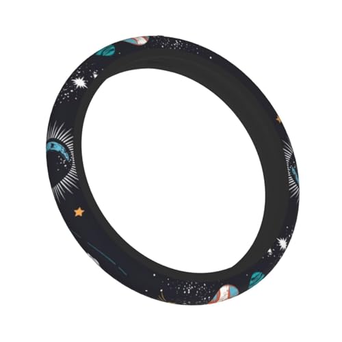 Space Galaxy Constellation Steering Wheel Cover,Warm in Winter and Cool in Summer,15 in Universal Accessory for Diverse Car Fashion Elastic Breathable Silicone Anti-Slip Decor Cover for Men Women - color: Space Galaxy Constellation