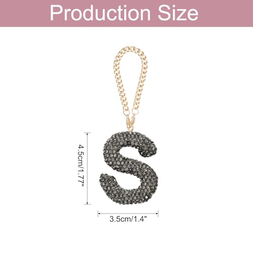 MECCANIXITY Bling Car Letter Charm, Initial S Letter Interior Car Rear View Mirror Decoration Hanging Crystal Ornaments for Women Bags Water Cup DIY Craft, Gray - style: S Letter