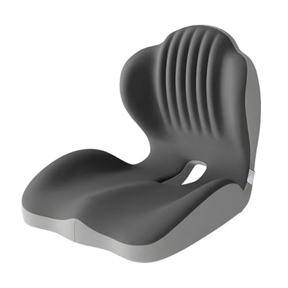 Ergonomic L-Shaped Memory Foam Seat Cushion for Car and Office Chair, Coccyx Support Cushion for Back and Hip Pain Relief, Universal Cushion for Car Seat, Wheelchair, Gaming Chair, Gray