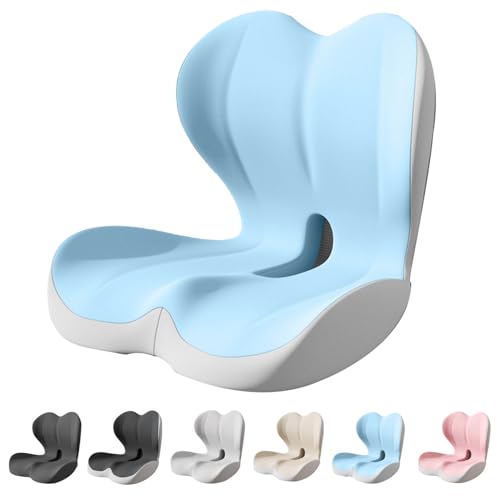 Back and Seat Cushion, Car Seat Cushion, Soothe+ Cushion, Memory Foam L-Shaped Integrated Seat Cushions Lumbar & Lower Back Support for Office Chair, Car (Blue-C) - color: Blue-c