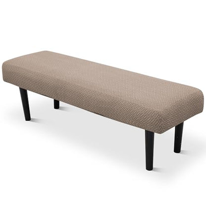Stretch Bench Seat Cover, Reusable Slipcover for Dining Room & Bedroom, Removable Washable Rectangular Bench Covers, Elastic Fit for Home Furniture (Twill Camel) - color: Twill Camel