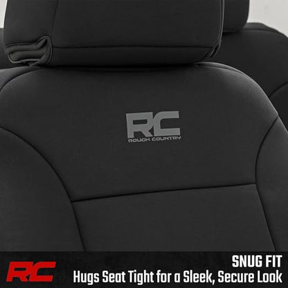 Rough Country Neoprene Front Seat Covers for Ram 1500 (2009-2018) & 2500 (2010-2018) - Waterproof & UV Resistant, Foam Padded, Front Seat Cover Set