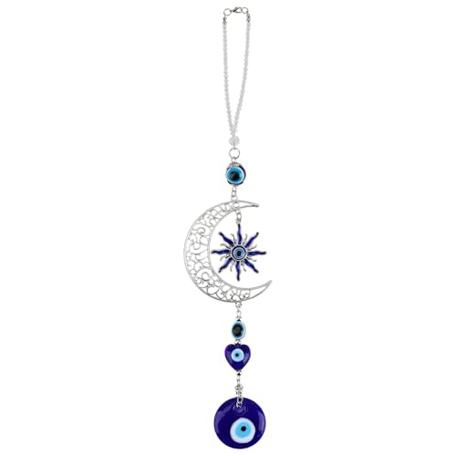 Evil Eye Nazar Car Charm Hanging Ornament, Blue Eye Protection Decor for Car Rear Accessories View Mirror Home Wall Window Door, Balcony Good Luck for Men Women Teens Driver Family