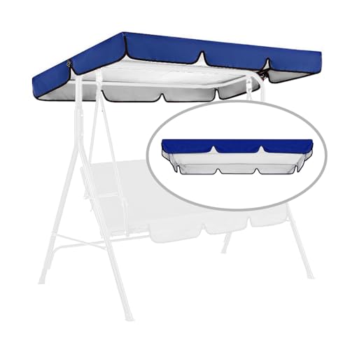Swing Canopy Replacement for Outdoor Patio Swing Chair 2/3 Seater Waterproof Porch Swing Seat Canopy Cover Garden Hammock Top Cover for Seat Furniture, Canopy only (Navy Blue, 65x45×5.9 Inch) - color: Navy Blue, size: 65x45×5.9 Inch