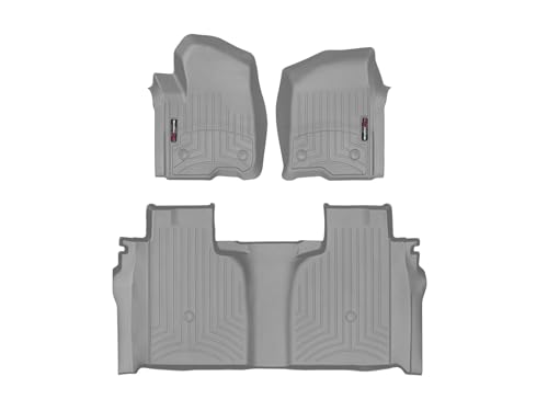 WeatherTech Custom Fit FloorLiners for GMC Sierra 1500 Limited, Silverado 2500HD/3500HD, Silverado 1500-1st & 2nd Row (461436-1-2), Grey - color: Grey