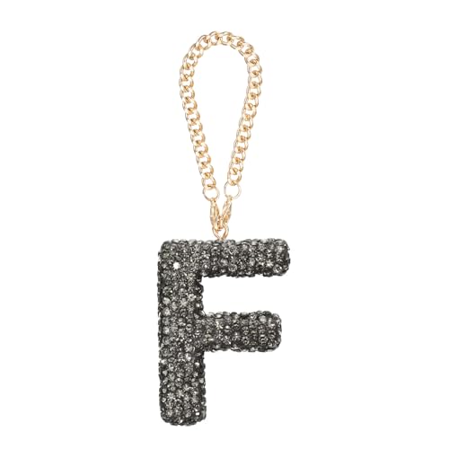 MECCANIXITY Bling Car Letter Charm, Initial F Letter Interior Car Rear View Mirror Decoration Hanging Crystal Ornaments for Women Bags Water Cup DIY Craft, Gray - style: F Letter