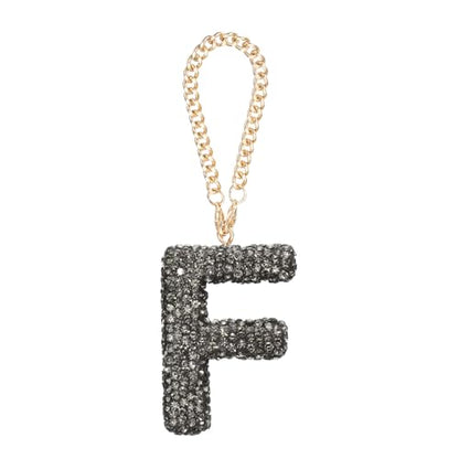 MECCANIXITY Bling Car Letter Charm, Initial F Letter Interior Car Rear View Mirror Decoration Hanging Crystal Ornaments for Women Bags Water Cup DIY Craft, Gray - style: F Letter