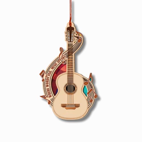 Guitar Ornament, Guitar Ornament Car Hanging Accessories, Acoustic Guitars Ornaments for Rear View Mirror, Window Decor, Mini Guitars Home Decor, Decorative Hanging Ornaments for Music Lovers