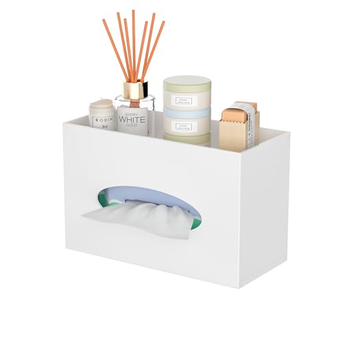 White Acrylic Tissue Box Cover Rectangular,Acrylic Tissue Dispenser with Storage Tray for Bathroom Kitchen Home Office(White, 9.85x4.5x6.3) - color: White, size: 9.85x4.5x6.3"