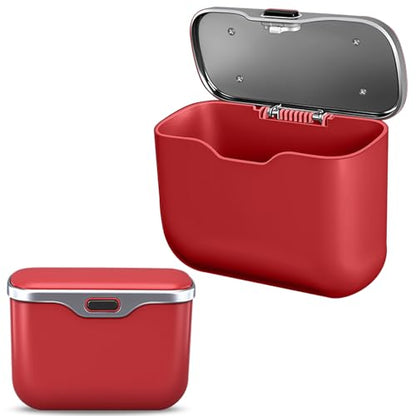 Car Trash Can with Lid - 2-in-1 Leather Top Car Garbage Can & Storage Box | Leakproof, Waterproof Hanging Auto Trash Bin for Back of Seat, Door, SUVs, Trucks, Sedans Red - color: Red