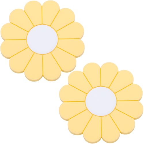 2-Pack Car Cup Holder Coaster Inserts, Daisy Shape, 2.75 Inch Non-Slip Silicone Cup Holder Insert, Universal Non-Slip Cup Holders, Car Accessories Interior for Women and Man (Yellow) - color: Yellow, size: 2 pcs