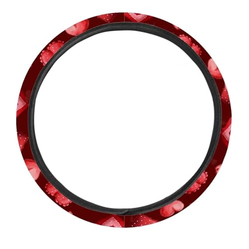 GLENLCWE Red Love Pattern Steering Wheel Cover 15 Inch Stretch-On Steering Wheel Wrap Auto Interior Steering Accessories - color: Red Love