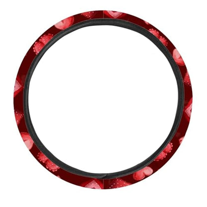 GLENLCWE Red Love Pattern Steering Wheel Cover 15 Inch Stretch-On Steering Wheel Wrap Auto Interior Steering Accessories - color: Red Love