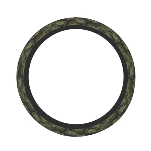 Military Camo Camouflage Black Brown Green Army Hunting Car Steering Wheel Cover,Non-Slip Elastic Neoprene-Sweat Car Accessories,Universal 15 Inch Fit Auto, Vans Trucks,Suvs, Truck - color: Military Camo Camouflage Black Brown Green