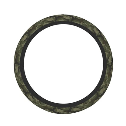 Military Camo Camouflage Black Brown Green Army Hunting Car Steering Wheel Cover,Non-Slip Elastic Neoprene-Sweat Car Accessories,Universal 15 Inch Fit Auto, Vans Trucks,Suvs, Truck - color: Military Camo Camouflage Black Brown Green