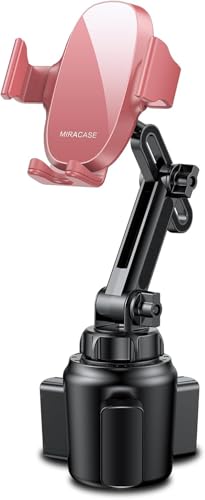 Miracase Cup Phone Holder for Car, [Upgraded Version] Adjustable Long Neck Car Cup Holder Phone Mount Cradle Friendly Compatible with iPhone Samsung Google and All Smartphones, Red - color: Begonia Red