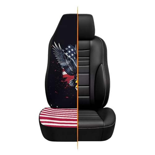 250th Anniversary Car Front Seat Cover Set of 2, American Flag Printed Waterproof Car Seat Cover for Front Seats, Airbag Compatible, All Weather Protector, Universal Fits - color: Black and Red - 250th Anniversary