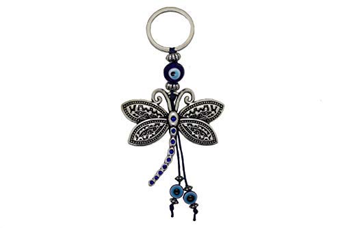 LUCKBOOSTIUM Evil Eye Animal Keychain & Protection, Evil Eye Car Hanging Ornament, Rear View Mirror Accessories, Home Decor - color: Dragonfly
