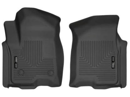 Husky Liners Weatherbeater Floor Mats | Fits 2019-2026 Chevrolet Silverado & GMC Sierra 1500 & 2020-2026 Silverado/Sierra 2500/3500 Double & Crew CAB ONLY | Front Row, 2-pc Black - 13211