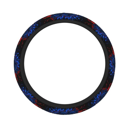 America Flag El Salvadoran Rose Breathable Neoprene Steering Wheel Cover - Anti-Slip Floral Design Universal Fit for Cars/Trucks/Suvs (14.5"-15" Inch) - color: America Flag El Salvadoran Rose