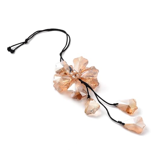 Crystal Flower Car Rear View Mirror Pendant Suncatcher Ornament for Automotive Decoration Accessories Interior Rearview Mirror Hanging Charm, Champagne - color: Flower - Champagne