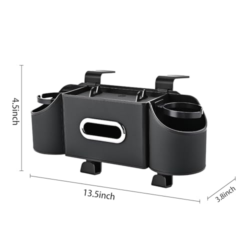 Back Seat Car Organizer,4 in 1 Multifunctional Car Back Seat Storage Box with Drink Cup Holder Tissue Box, for Hold Phone,Snacks, Drinks, Handbag-Black - color: Black