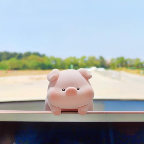 Cute Furry Animal Rear View Mirror Accessories, Car Dashboard Ornament Center Screen Decoration Rearview Mirror Charm, Car Accessories Interior Decor for Women/Men - style: Piggy